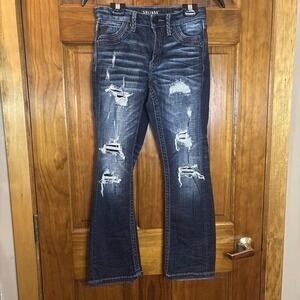 Salvage Supply Co Chaos Boot Jeans Youth Regular Dark Wash Blue Denim Buckle 12R